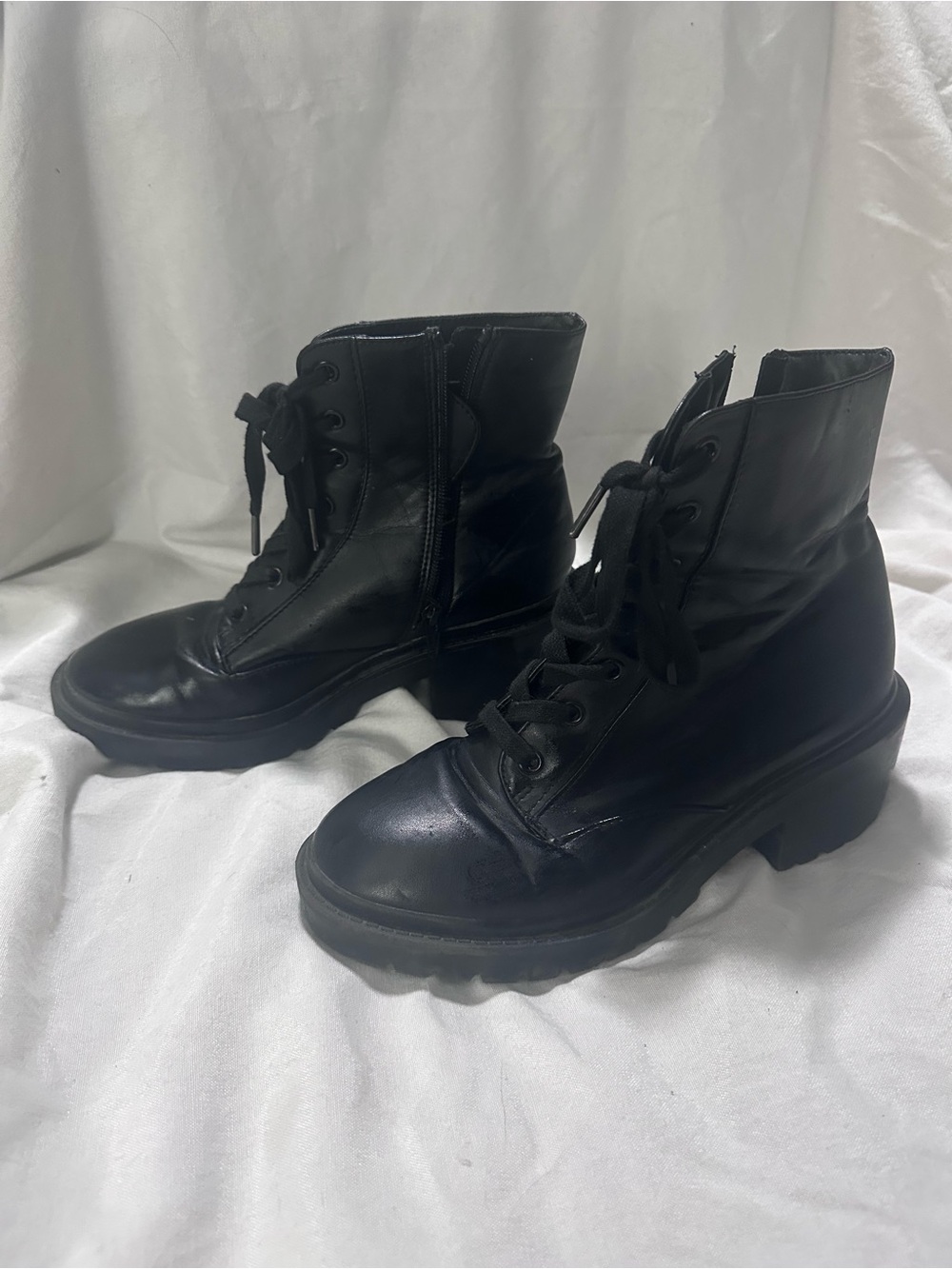 Classic Black Lace-Up Women's Ankle Combat Boots